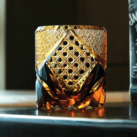 Black Diamond Whisky Glass - Luxurious Tinted Glass with Diamond Cut Pattern