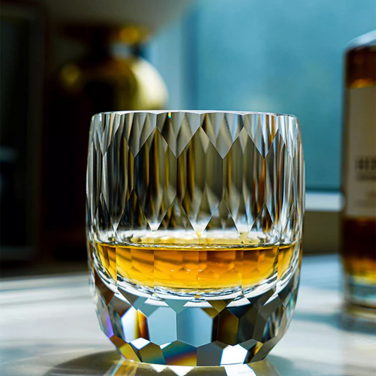 Starlight Kiriko Diamond Whisky Glass - handcrafted crystal whisky glass featuring a stunning starlight-inspired design with intricate diamond-cut detailing.