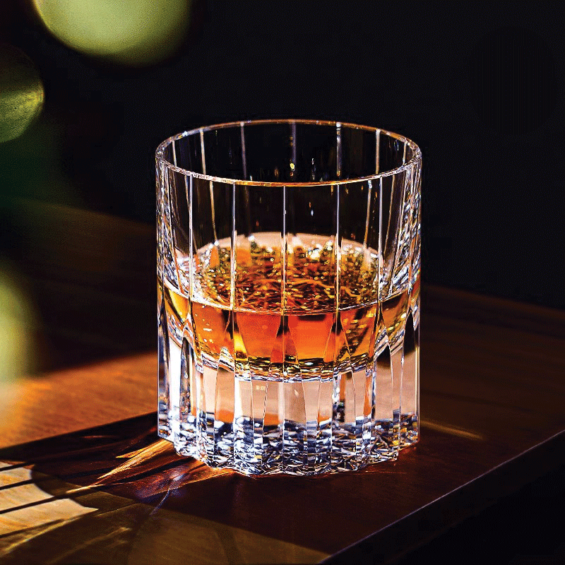 Japanese Crystal Eko Whisky Glass with Kaleidoscope Design