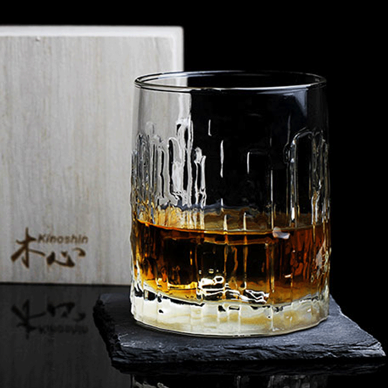 Japanese Kinoshin Whisky Glass with Wooden Gift Box - Captivating Oak Tree Inspired Design