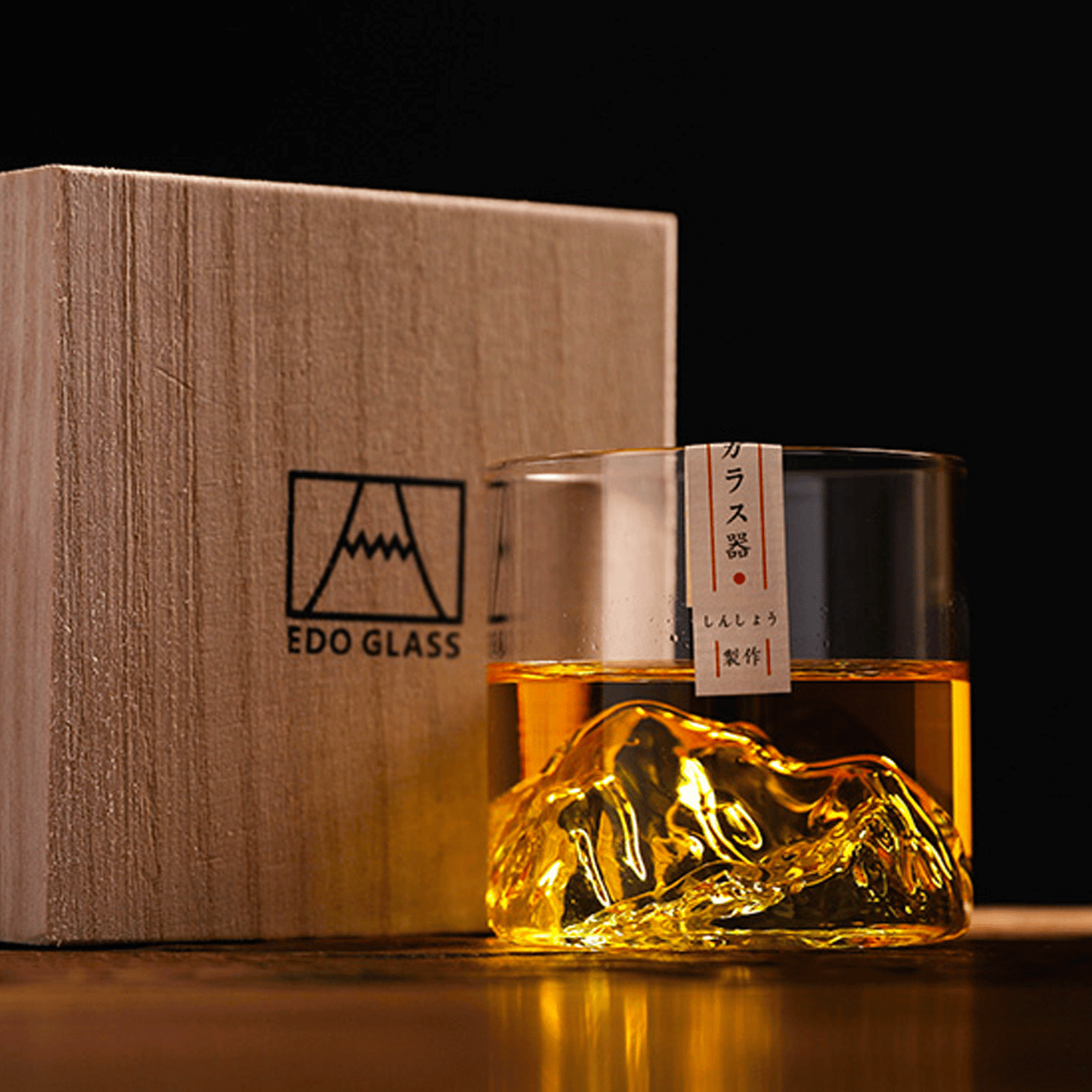 Limited Edition Japanese Whisky Glass with Wooden Gift Box - Mt. Asama Inspired Design