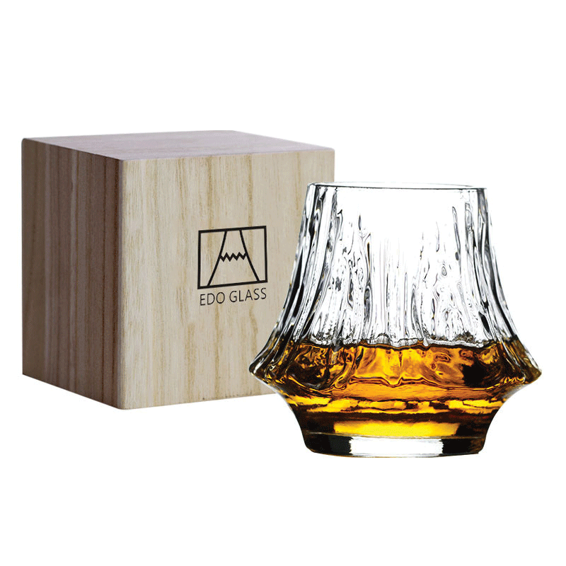 Hatsuyuki Mountain Whisky Glass with Wooden Gift Box - Craftsmanship and Captivating Design