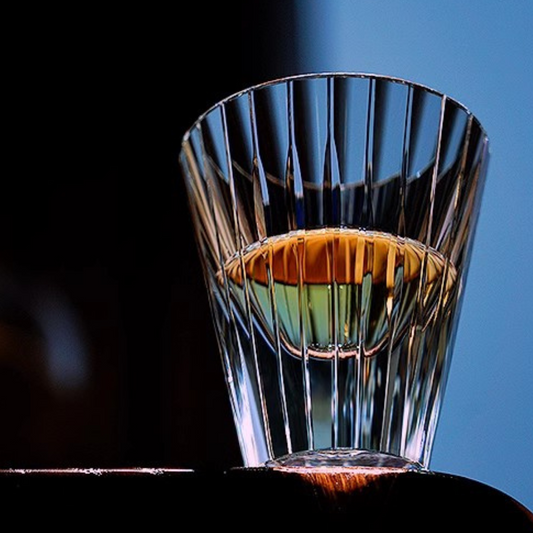 Handcrafted crystal whisky glass inspired by the Japanese Koto instrument