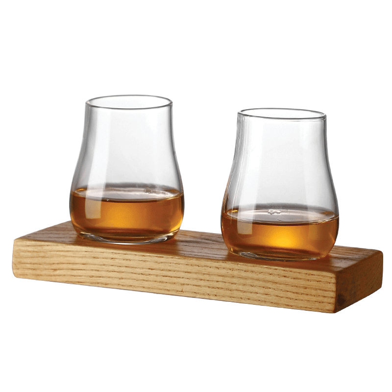 Set of 2 Whisky Glass Set with Natural Wood Tray - Elevate Your Tasting Experience